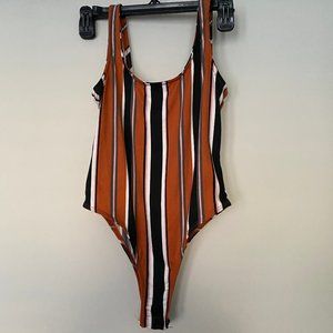 Rust & Black Striped Bodysuit